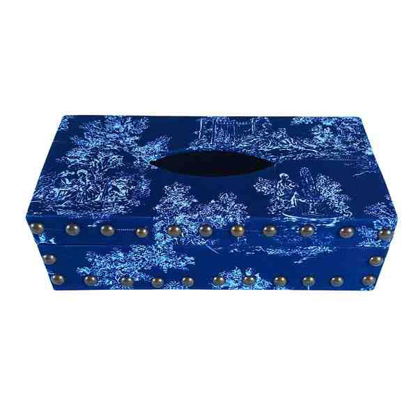 Toile Deep Blue Tissue Box