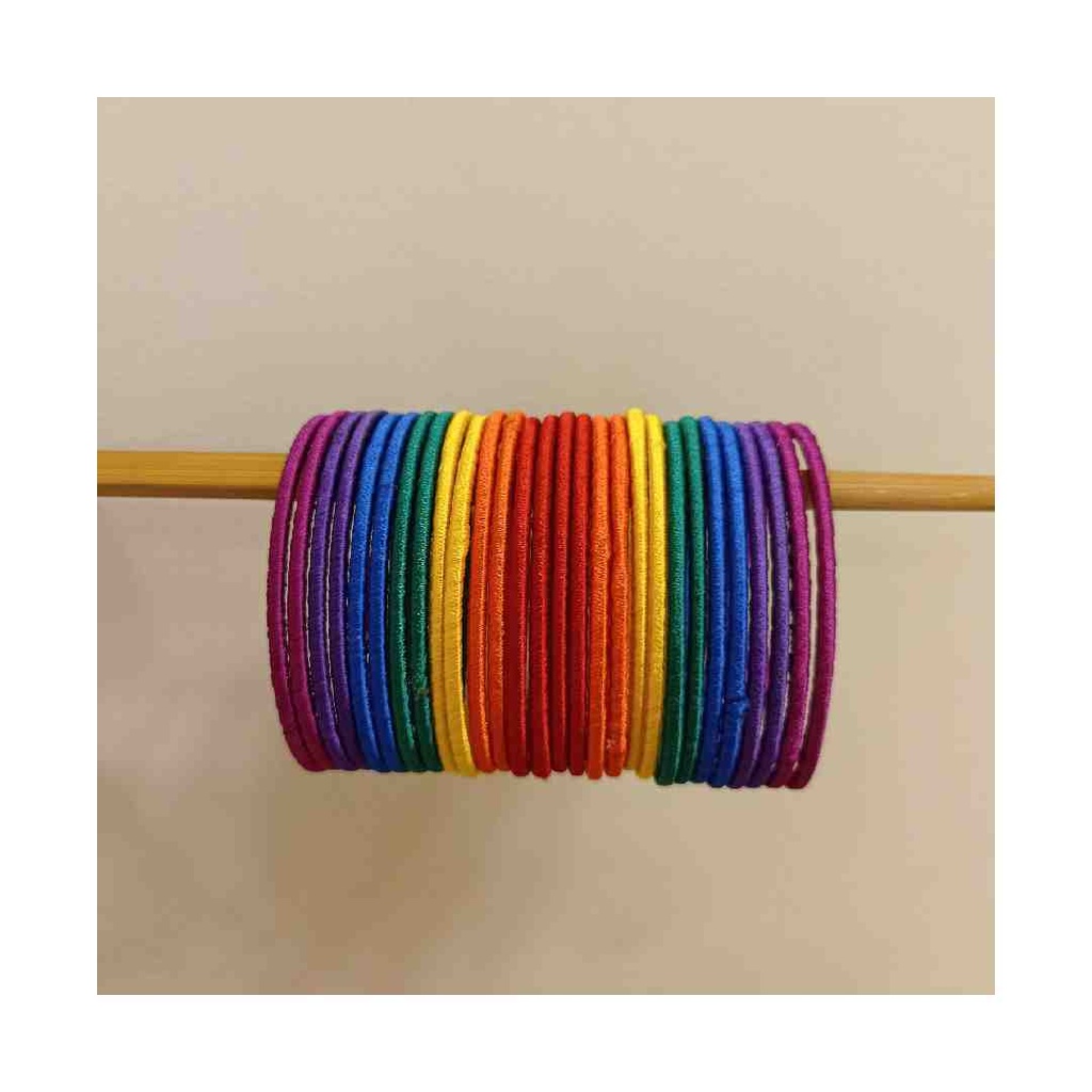 Rainbow-Colored Hand Made Simple Thread Bangles for Women & Girls