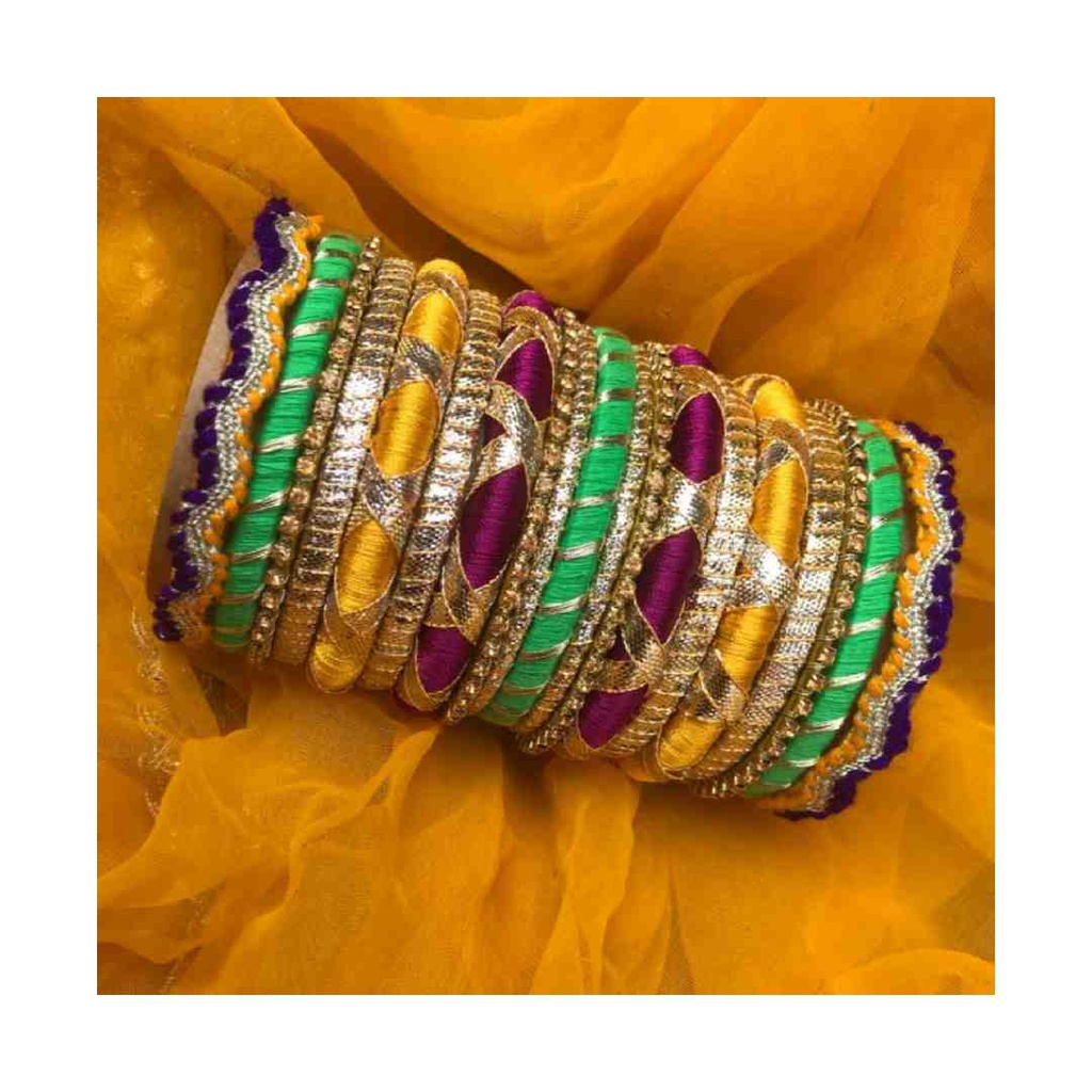 Hand Made Women's Festive Bangles with gota for Mehndi