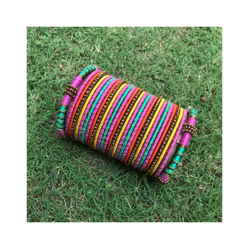 Hand Made Thread Bangles with Pearls & tilla for Festivals