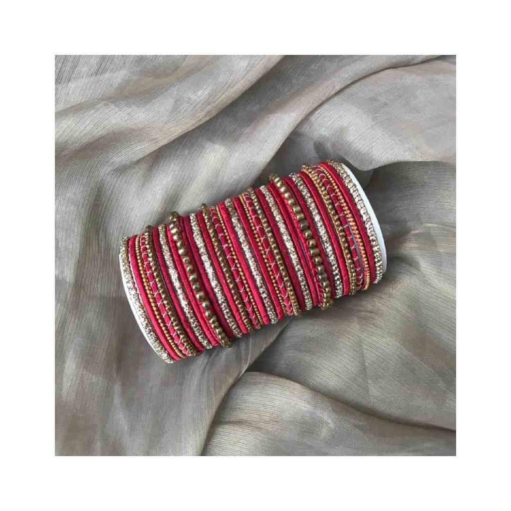 Hand Made Thread Bangles with Pearls, Tilla & Gota for Weddings, Festivals & Parties.