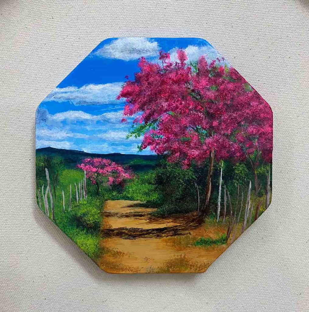 Countryside Landscape on Octagon Canvas 