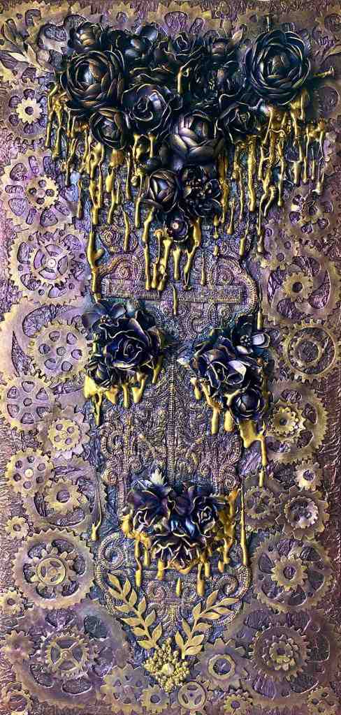 Floral Steampunk Art on Canvas 