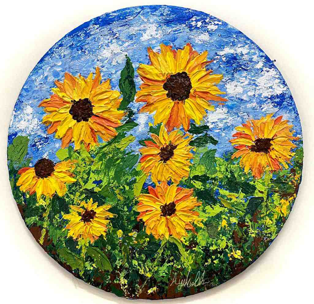 Palette Knife Sunflower Patch on Canvas