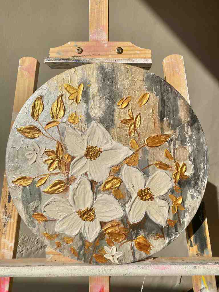 Silver and Golden Hues Floral Art 