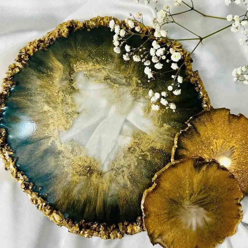 Resin Coasters and Vanity Tray 