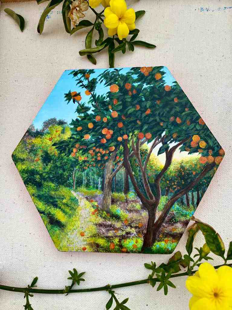 Orange Grove Landscape Painting 