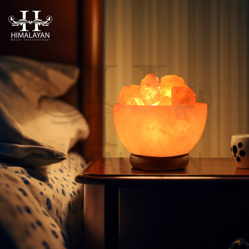 Fire Bowl Salt Lamp with Rock Salt Chunks