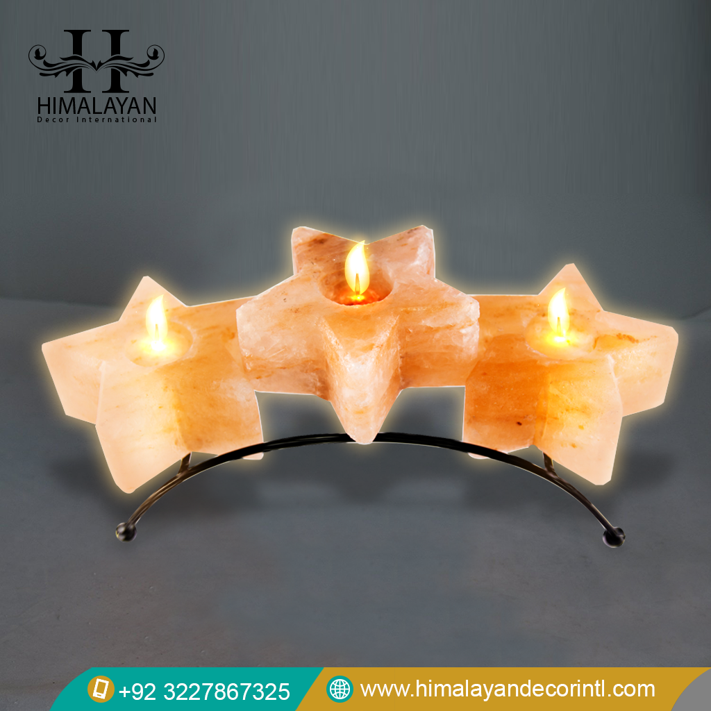 Himalayan Naturals Star Shape Candle Holder with Metal Stand (Pack of 3)