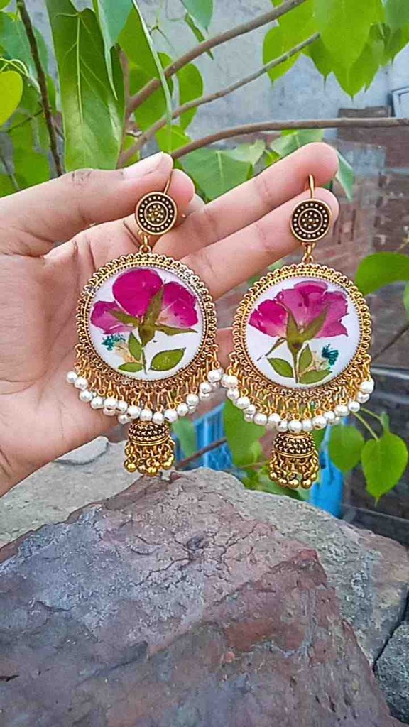 Real Rose Jhumka