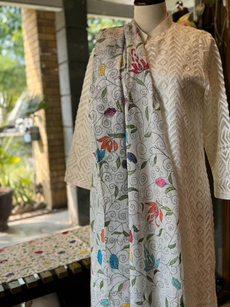 Kantha (Shadow) Work Embroidered Dupatta