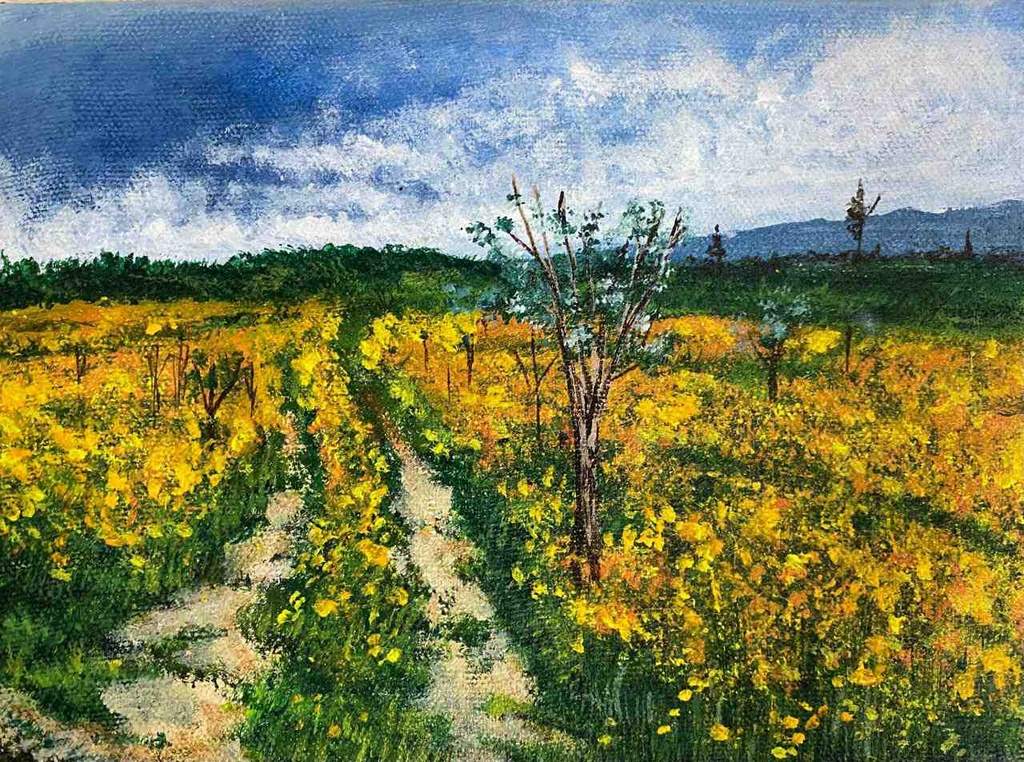 Floral Landscape Painting Maybe Two Paths Meet