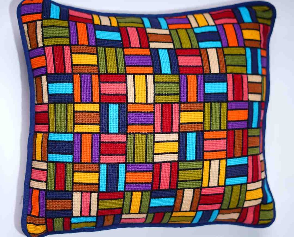 Multiple-boxespattern-Crossstitched- Cushioncover