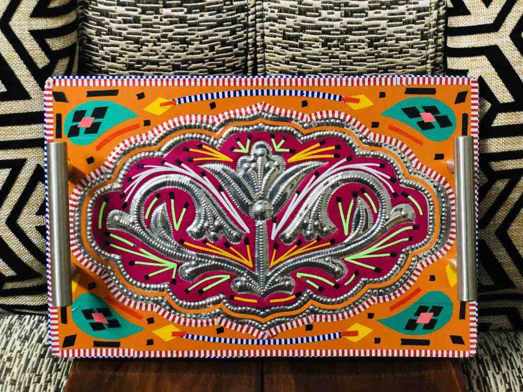 Handmade Truck Art Serving Tray With Handles