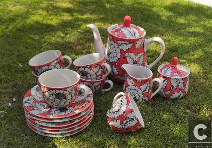 White Garden Tea Set