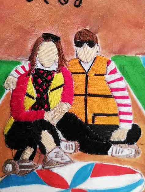 Embroidered portrait