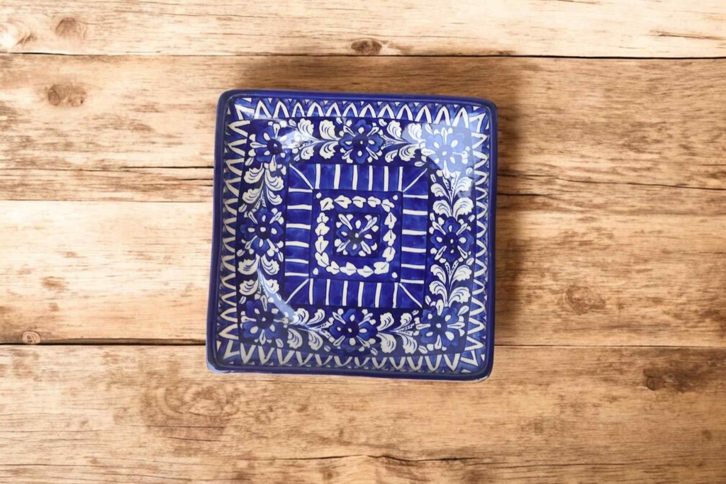 Blue Pottery Square Dish