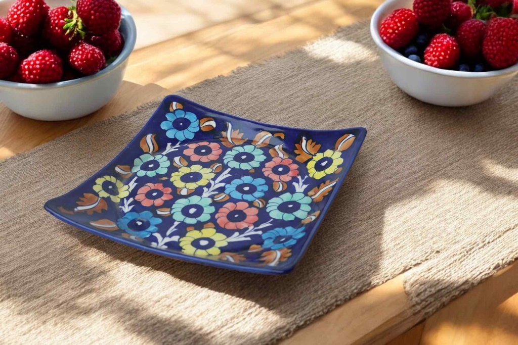 Blue Pottery Square Plate XYZ 1650
