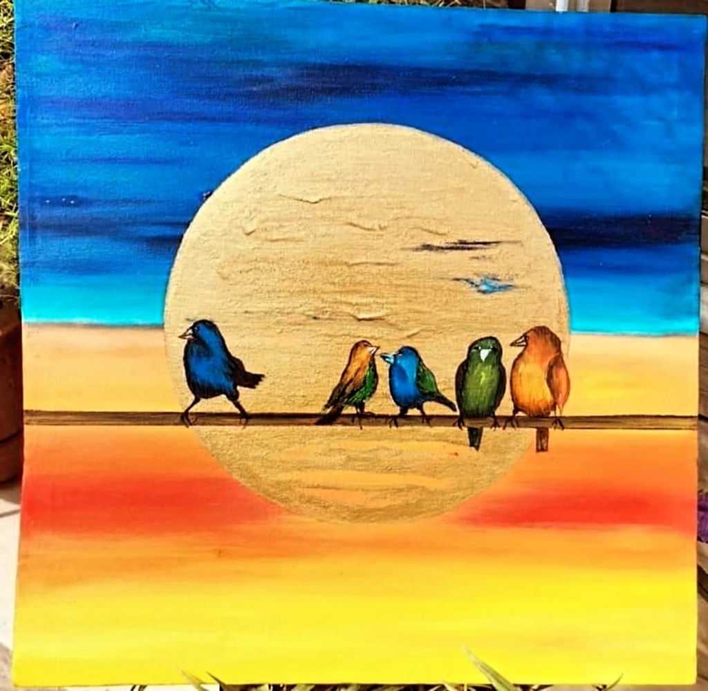 Sunset & birds painting