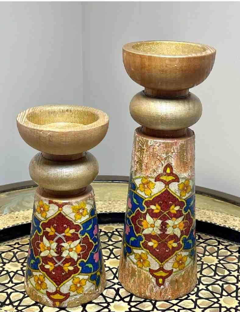 wooden candle stands 