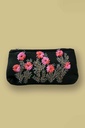 Black floral pouch