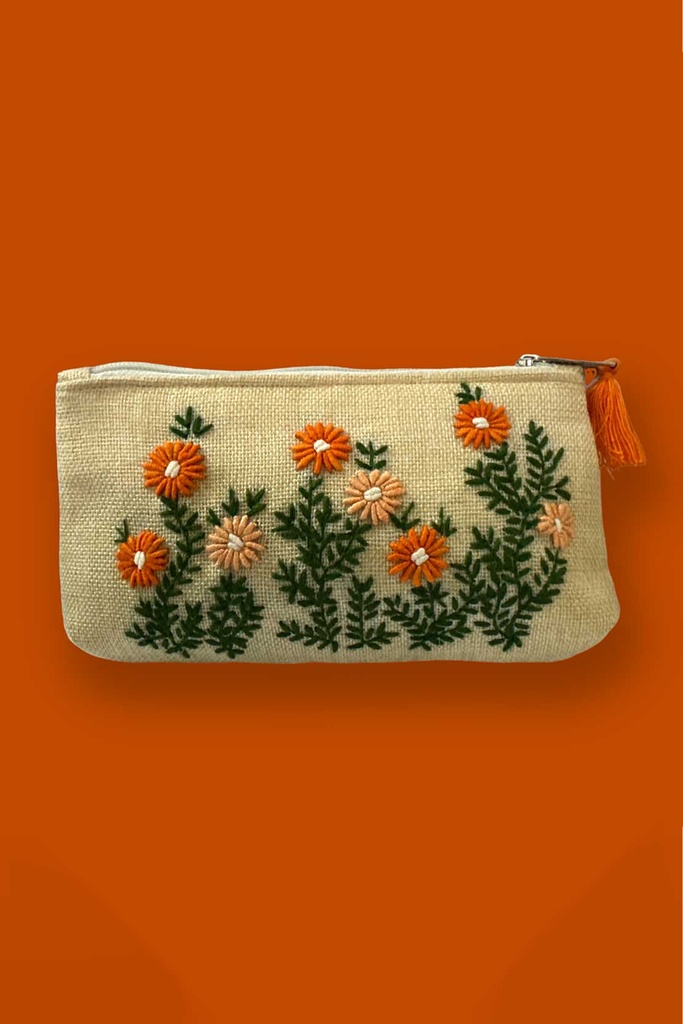 BEIGE FLORAL POUCH