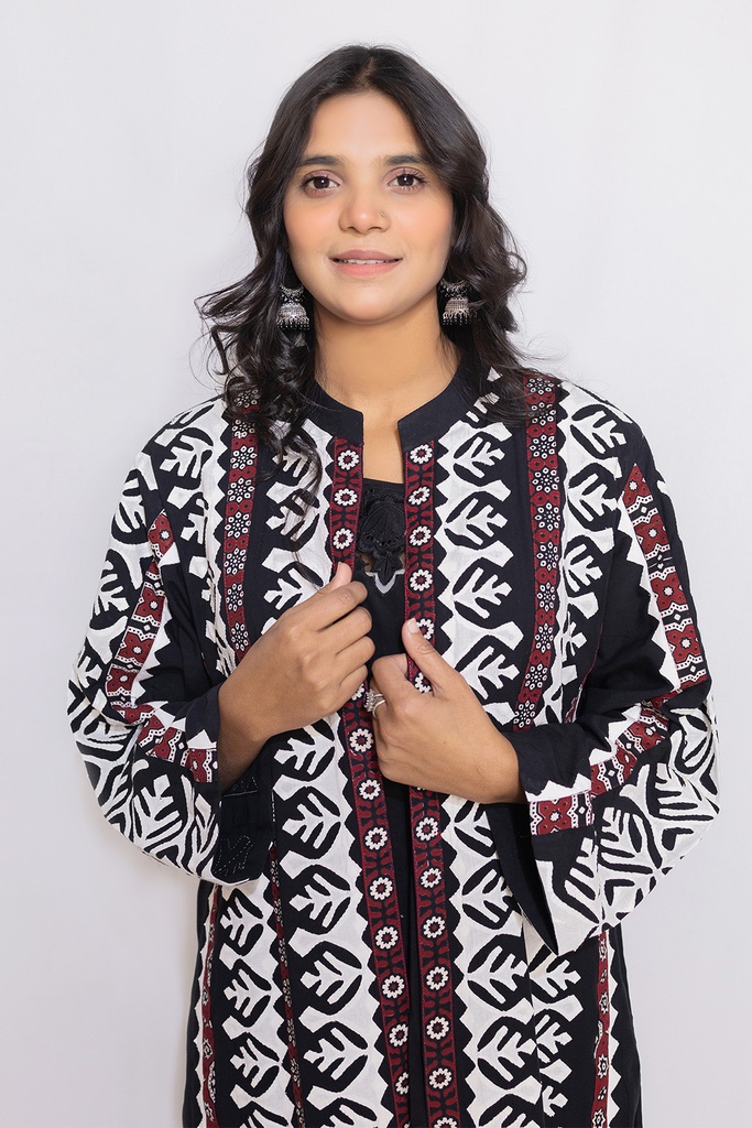 Ajrak Applique Gown