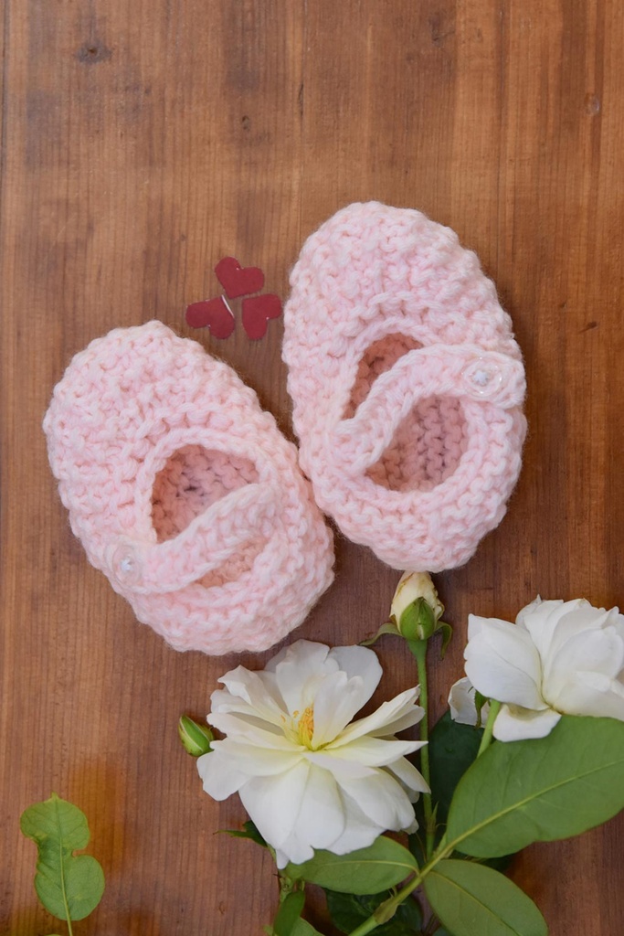 Knitting Button Boots - Baby Pink