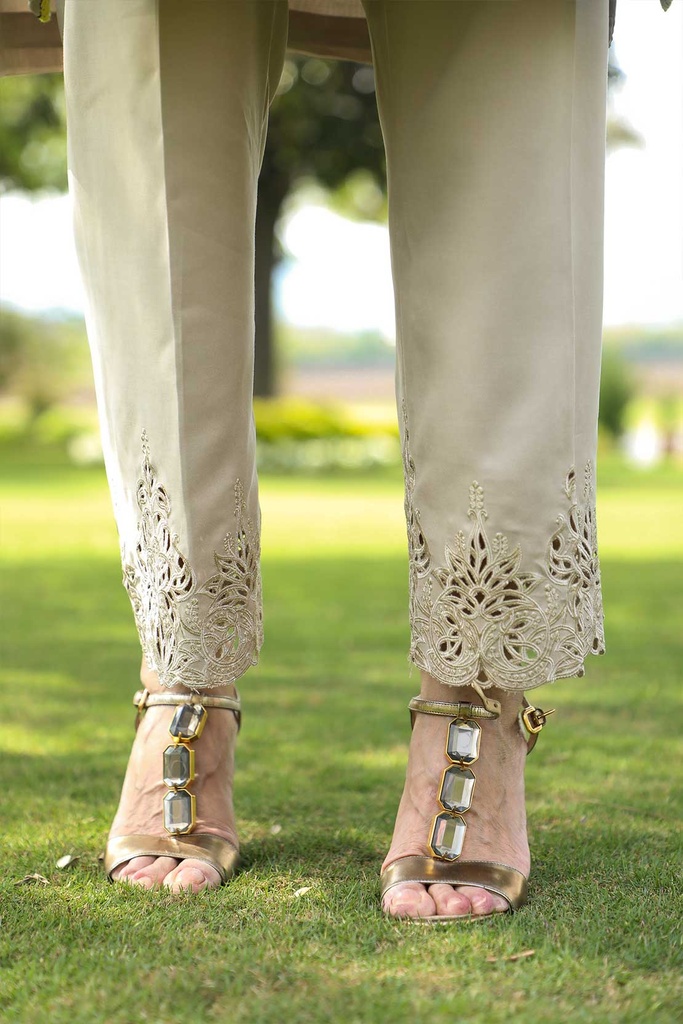 Embroidered Beige Pants