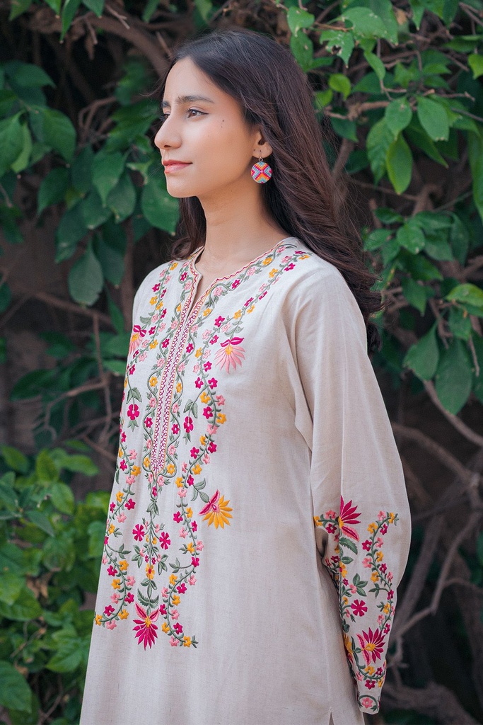 Off-White Embroidered Suit