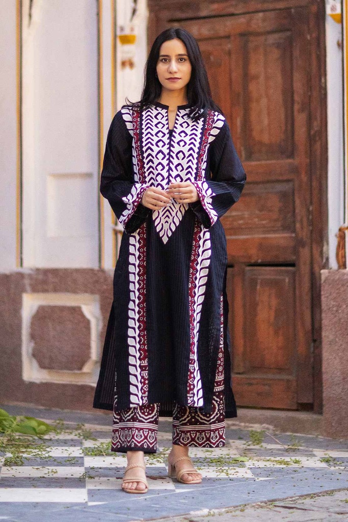 Heritage Ajrak Applique Kurta