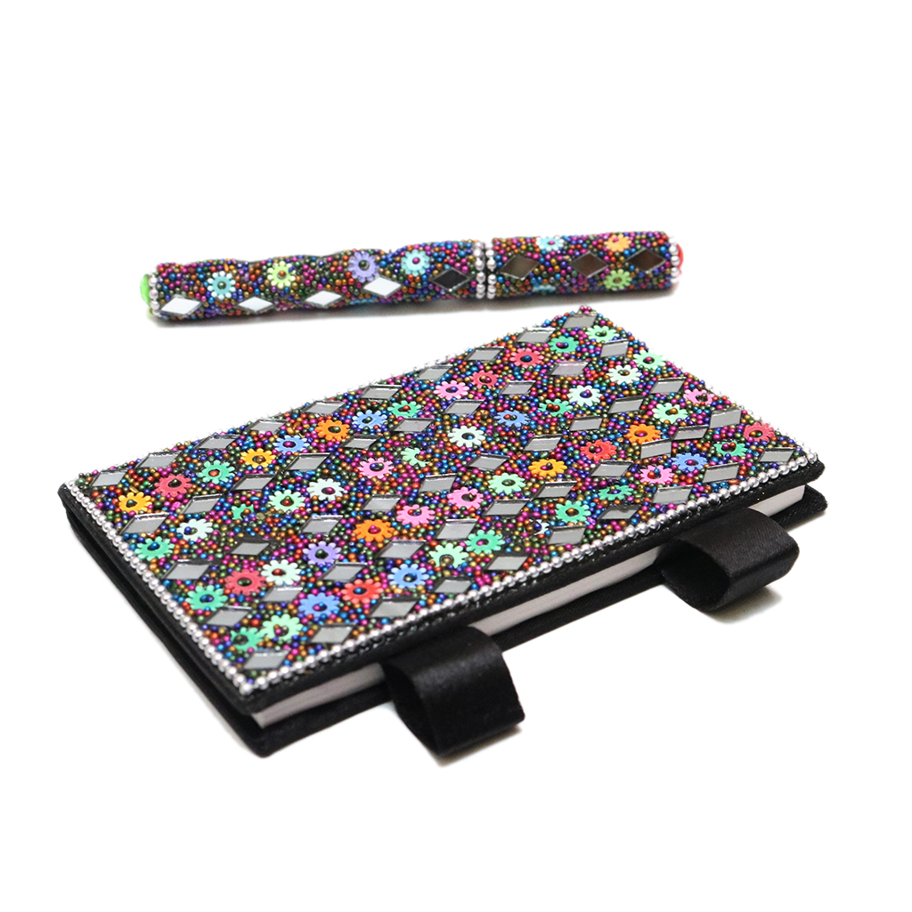 Handmade Mirror Work Diary with Pen