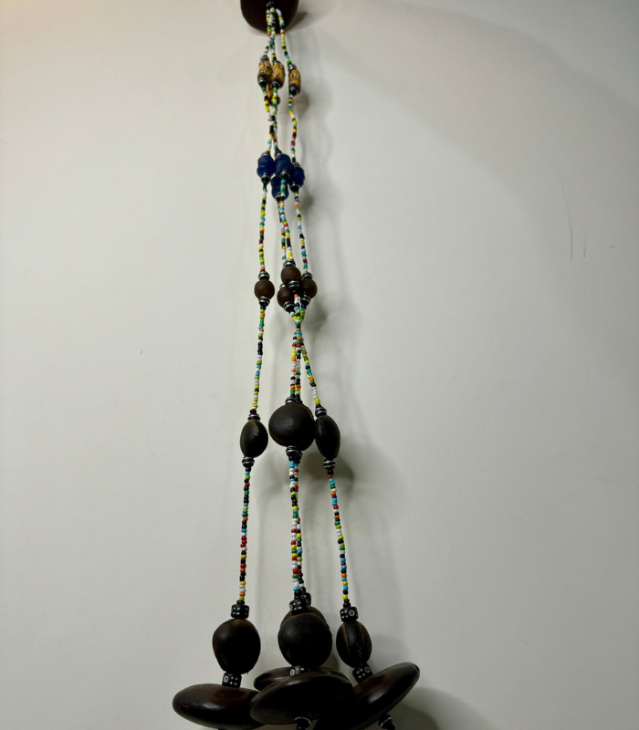 African Half-Moon Brass & Gemstone Earrings