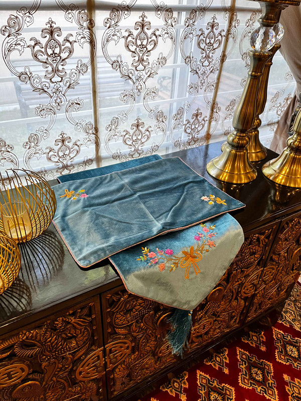 DS-13 Blue Velvet Dining Set