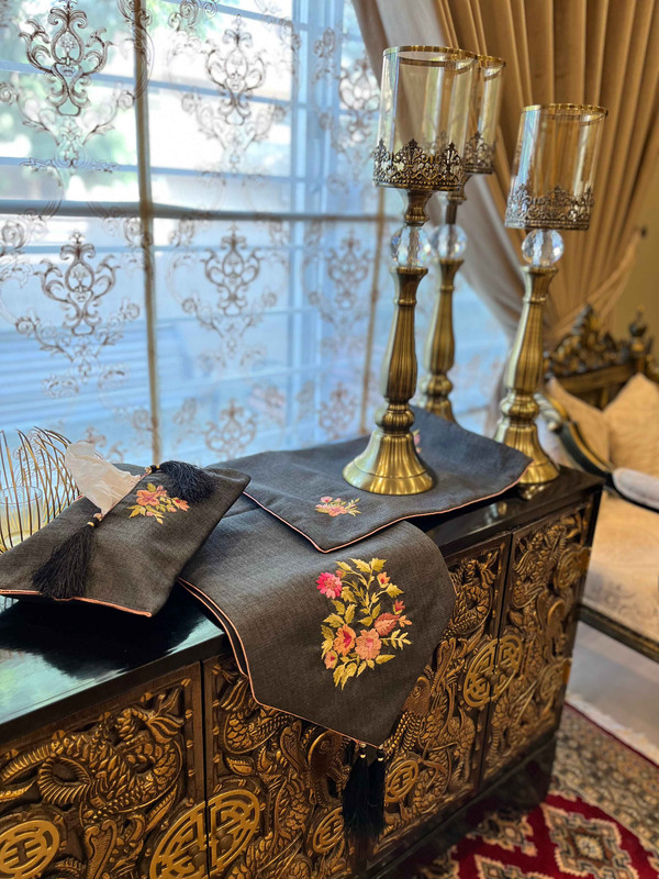 DS-15 Dark Grey Jute Dining Set