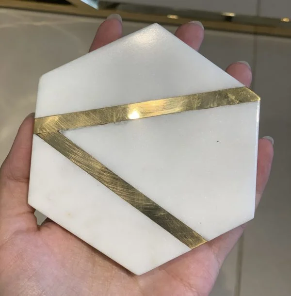 Marble Coasters – Brass Inlay