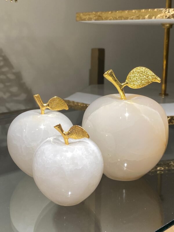 Set of 3 Marble Apples – White