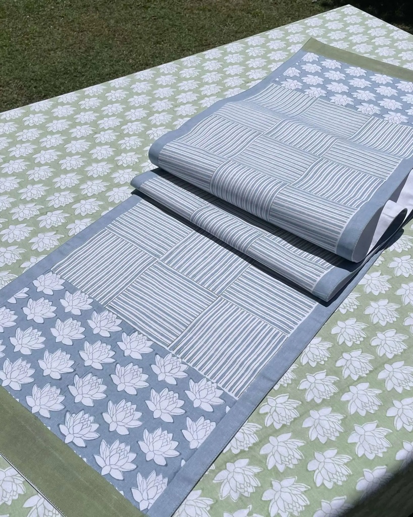 Sage Green Lotus Table Runner