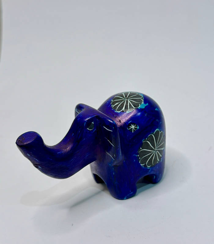 Ink Blue Stone Elephant Table Decor