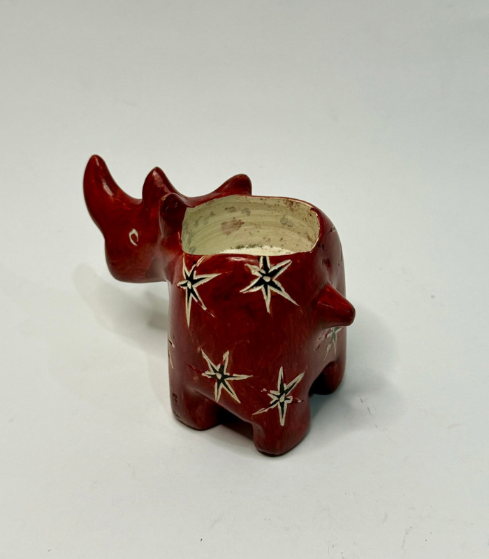 Red Rhino Stone Candle Holder