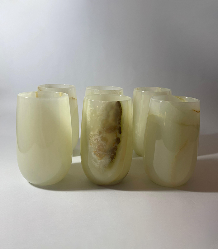 White Marble Glasses Set Of 6