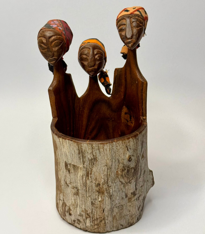 Handmade Wooden Holder With Figurines