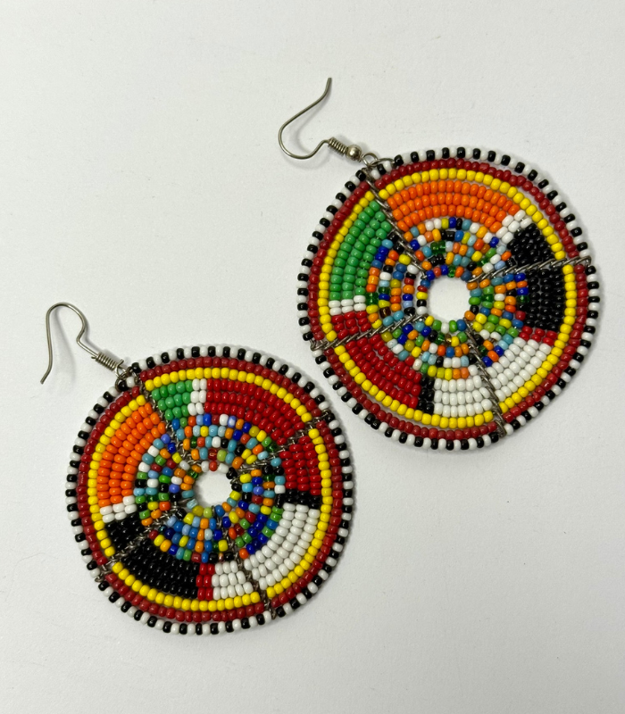 Multi-Colour Beaded Circular Earrings