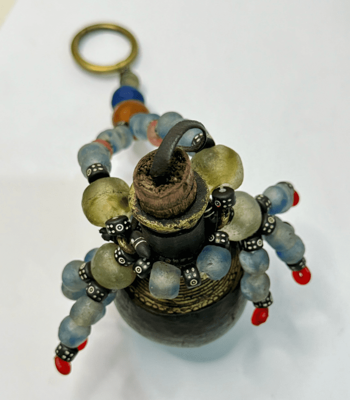 Vintage Leather Bottle Decor With Gemstones