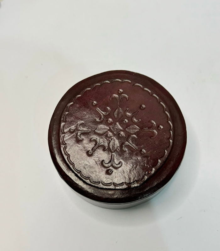 Leather Round Jewelry Box