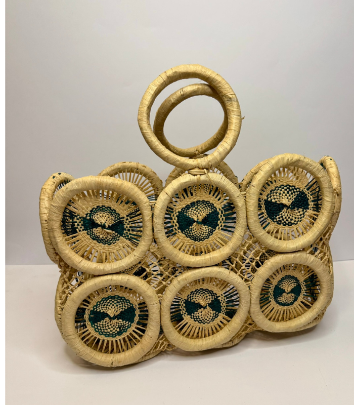 Vintage Raffia Tote Bag