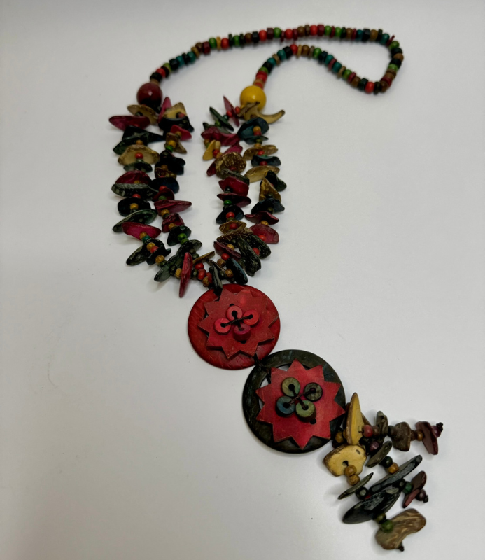 Multi-String Wooden African Statement Necklace