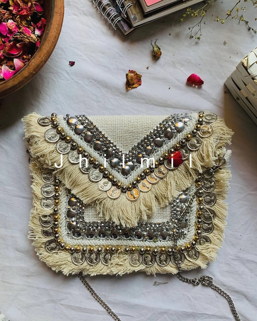 Boho handmade Jute bag/Clutch