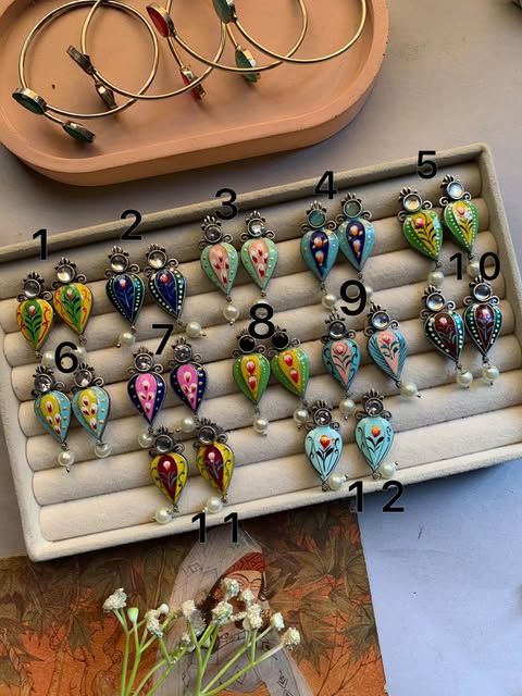 Meenakari Kabootar Earrings - Set 4