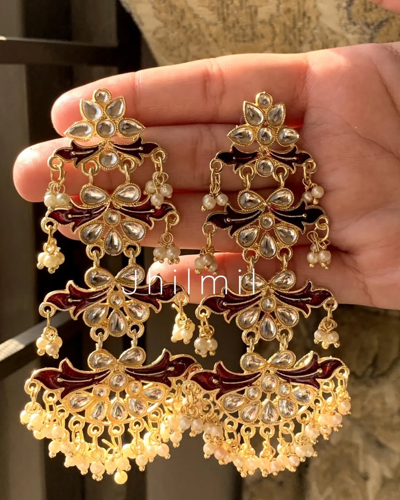Jaipuri meenakari kundan earrings